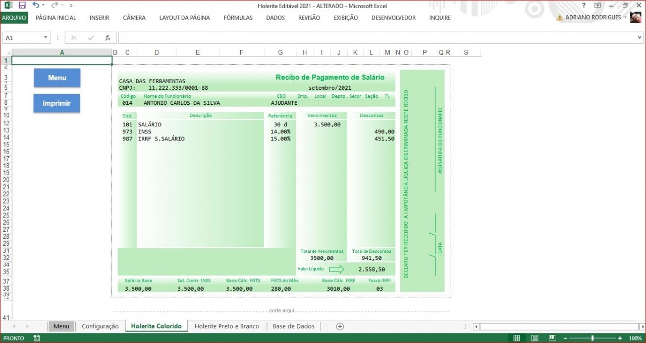 Modelo Holerite Comprovante De Renda Editável HostStorm