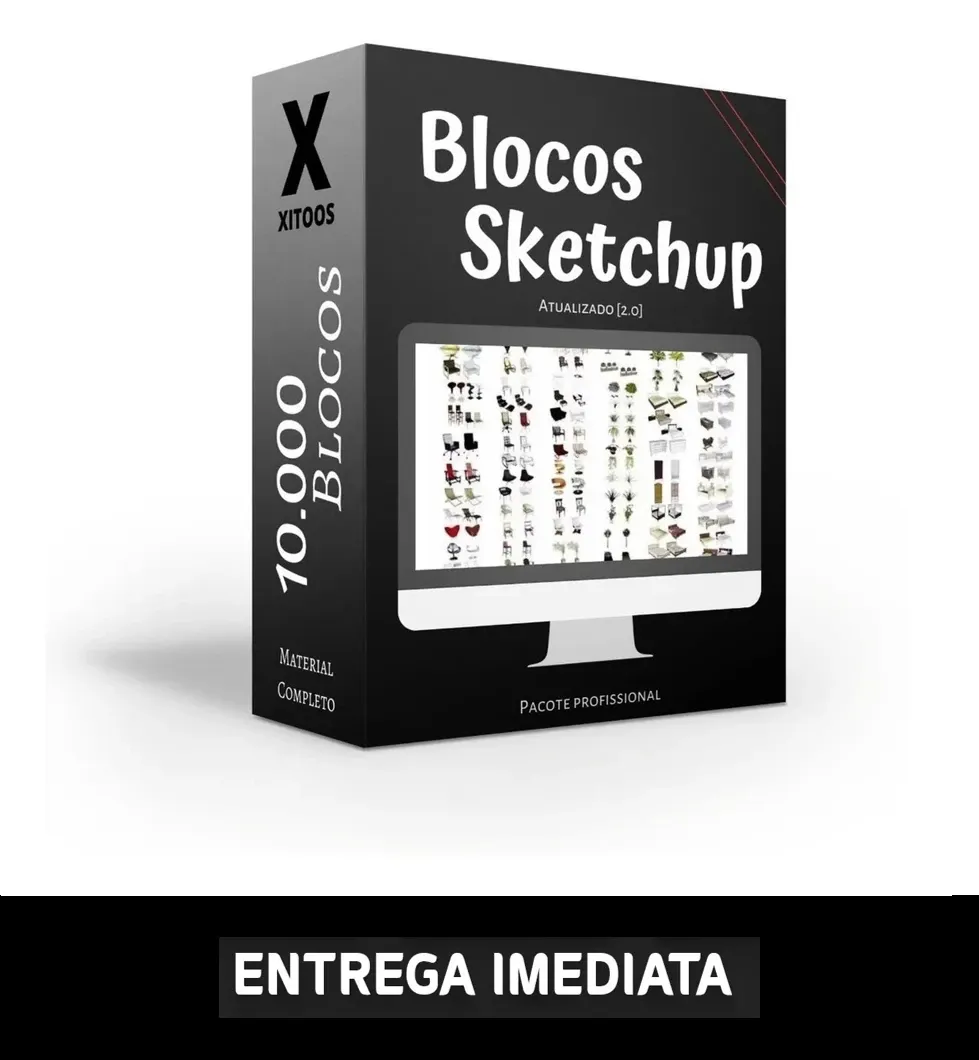 Blocos Sketchup V-ray 10.000 Blocos + Brinde 9.030 Texturas