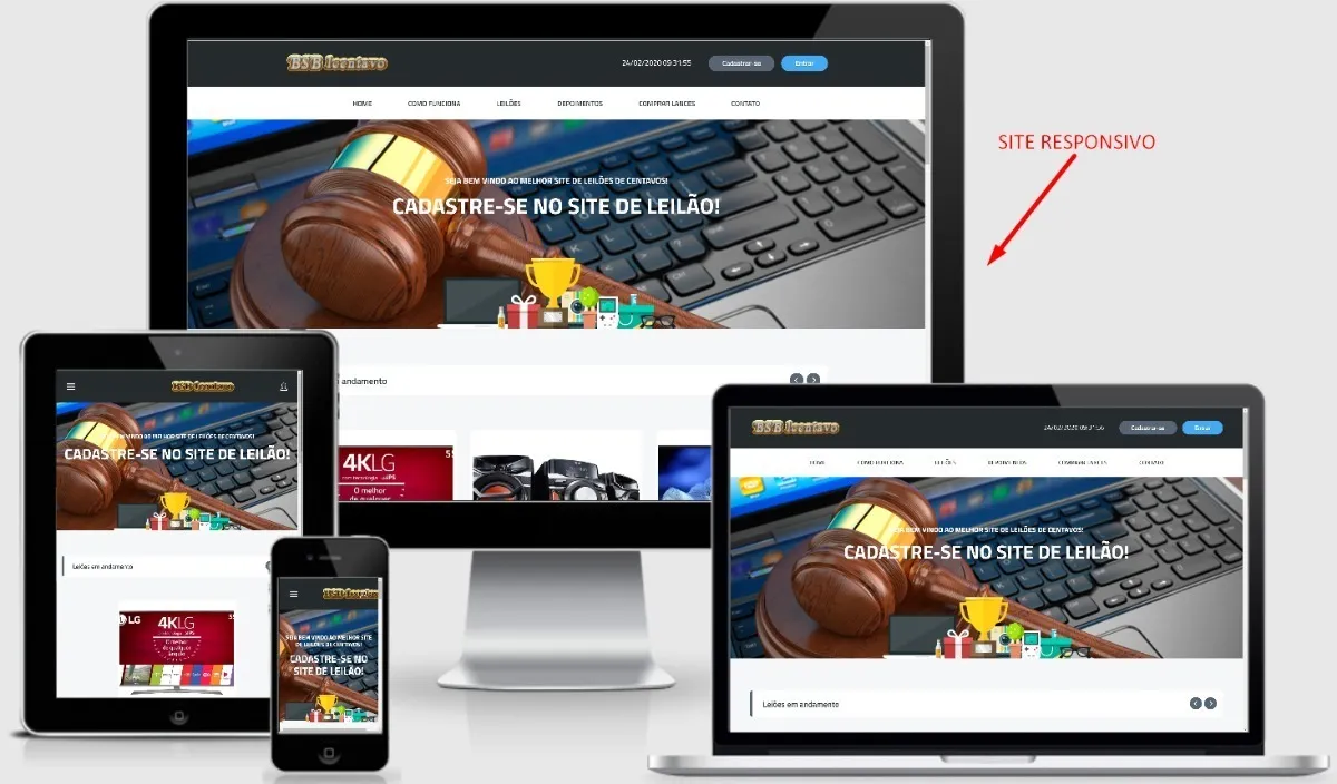 Script Site Leilão, Cotas, Leilão Vip, Centavos