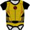 Body de Bebê Personalizado Traje Fantasia Herói Flash Reverso Amarelo