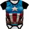 Body de Bebê Personalizado Traje Fantasia Vingadores Capitão America