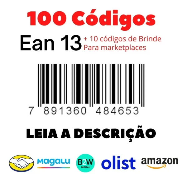 100 Códigos + Brinde Ean 13 789 790 Para Marketplaces