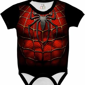 Body de Bebê Personalizado Traje Fantasia Herói Homem Aranha Spiderman