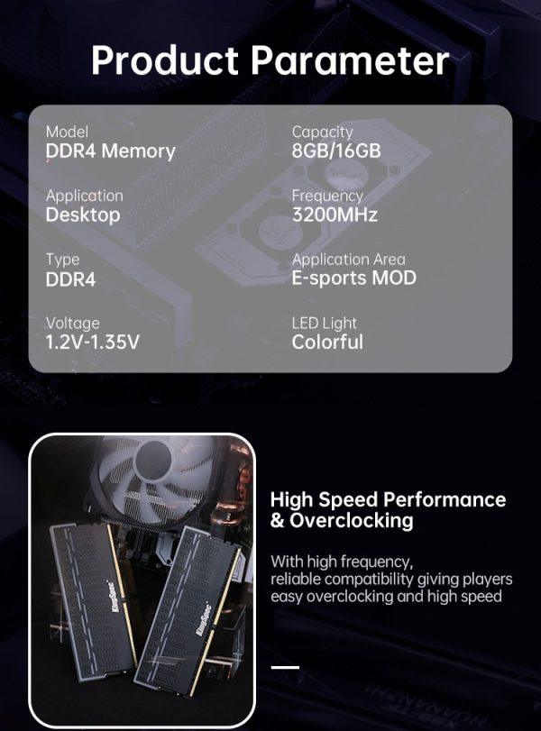 Memória kingspec ddr4 16gb 3200mhz