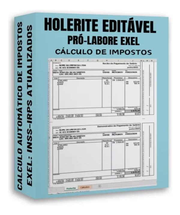 Modelo Holerite Editável Pró Labore Inss Irrf Atualizados Hoststorm 8605