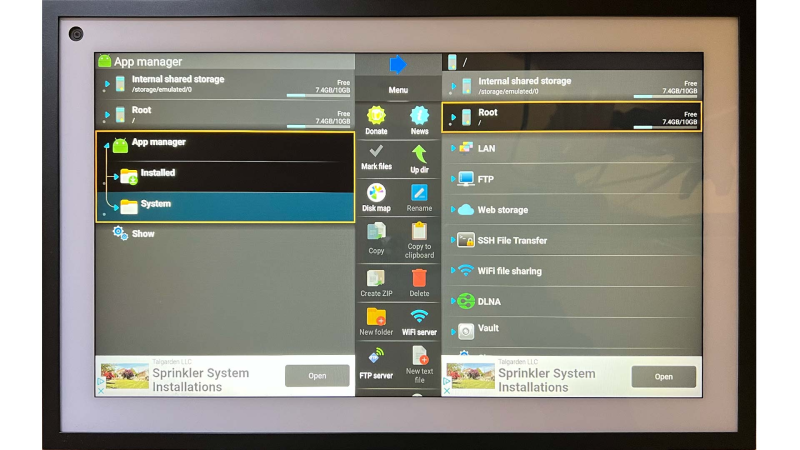 System Apps in Xplore File Manager for Echo Show 15 Sideloading