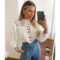 Blusa de Crepe Feminina com detalhe em Guipir