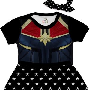 Body de Bebê Personalizado Fantasia Heroína Traje Capitã Marvel 02