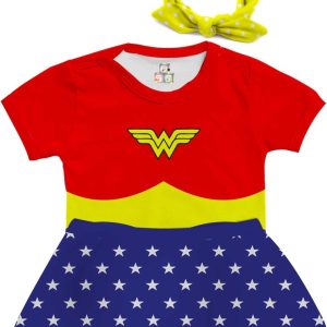Body de Bebê Personalizado Super Heroína Fantasia Mulher Maravilha