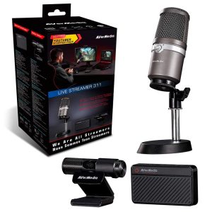 Kit Live Streamer - Placa de Captura GC 311 + Microfone Profissional AM310 + Webcam 1080P