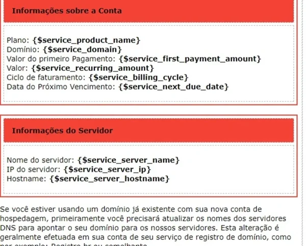 Tradução E-mails Whmcs Template E-mail 8.0x