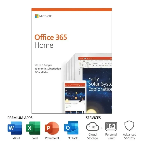 Microsoft Office 365 Home Anual – 6 Dispositivos (PC, MAC, ANDROID OU IOS) + 1 TB ONE DRIVE – ESD