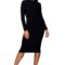 Vestido Midi Canelado Manga Longa